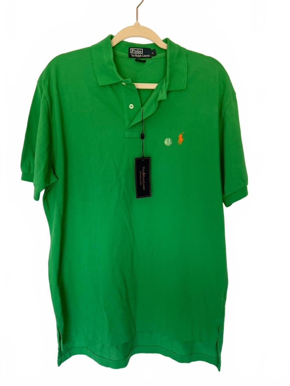 NWT Polo Ralph Lauren Men’s L Stem Green Orange Pony Mesh Polo Shirt